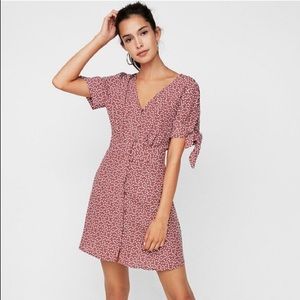 Express Polka Dot Tie Sleeve Shirt Dress Sz XS